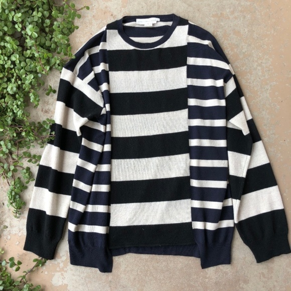 Stella McCartney Sweaters - Stella McCartney Navy Black Stripe Wool Sweater